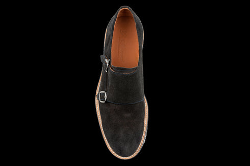 Navy Suede Double Monk Strap Hybrid Dress Shoes